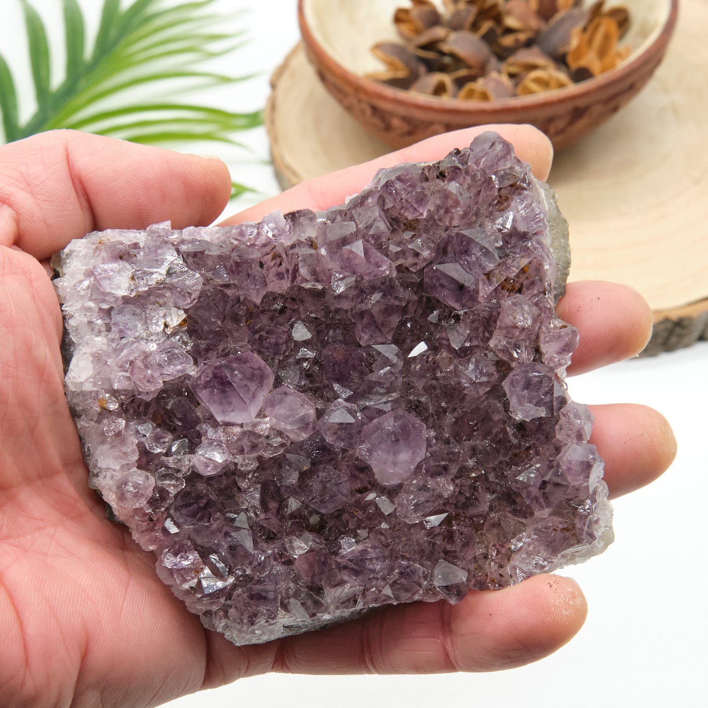 amethyst druzy geode cluster dark purple natural stone from uruguay