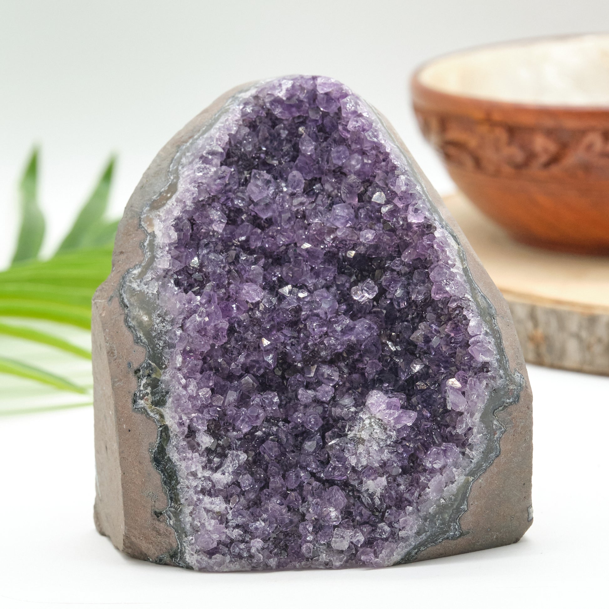 amethyst cluster geode dark purple druzy