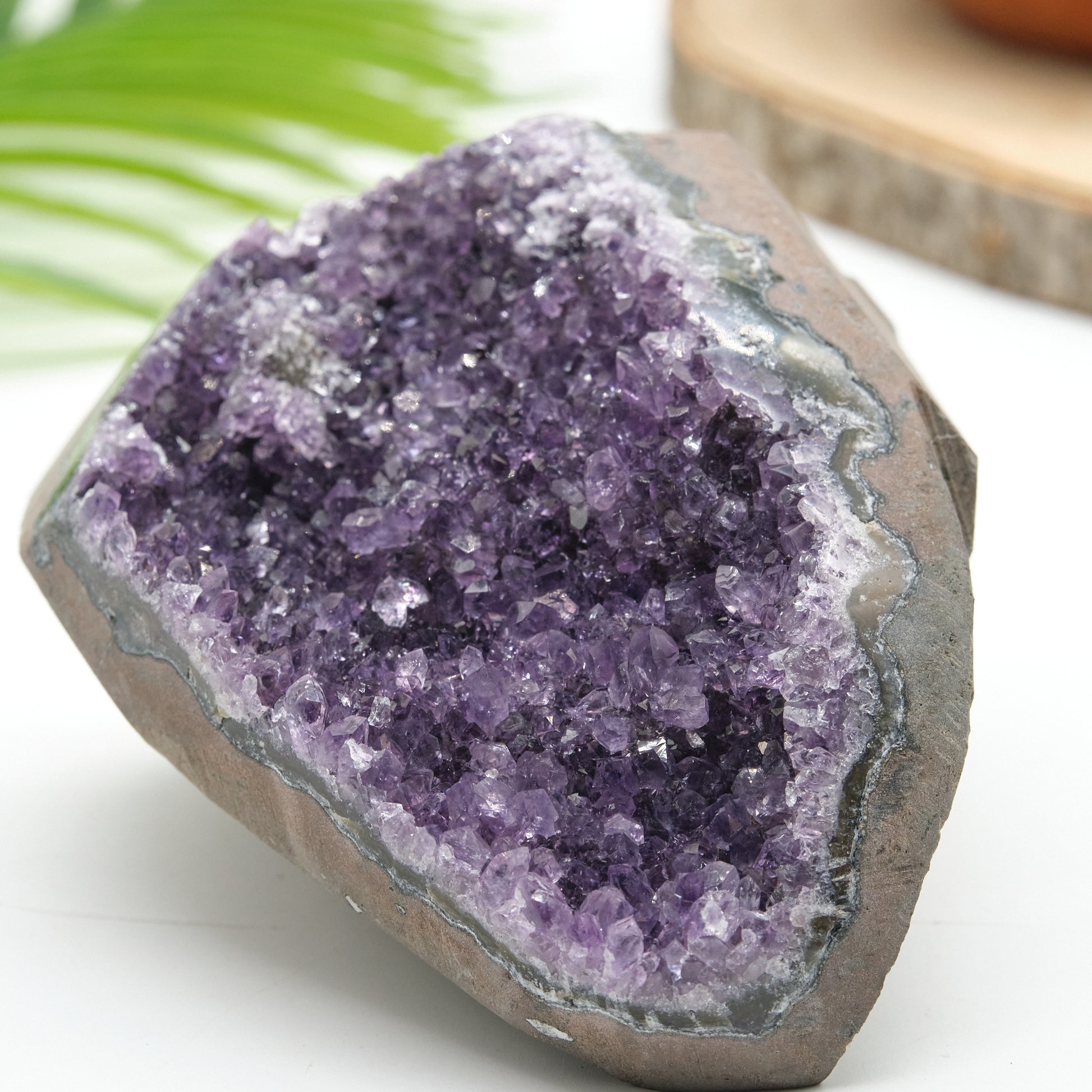 amethyst cluster geode dark purple druzy