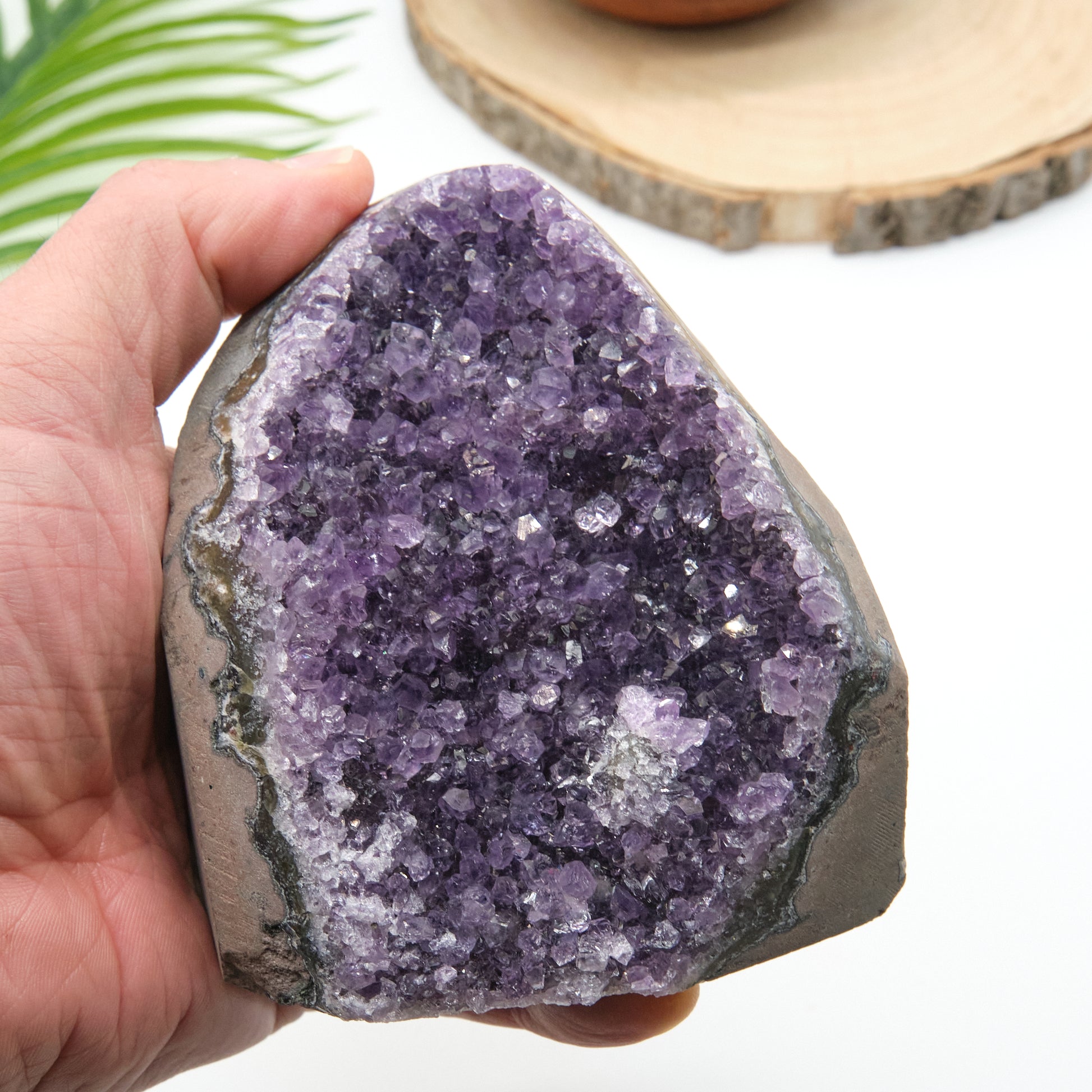 amethyst cluster geode dark purple druzy