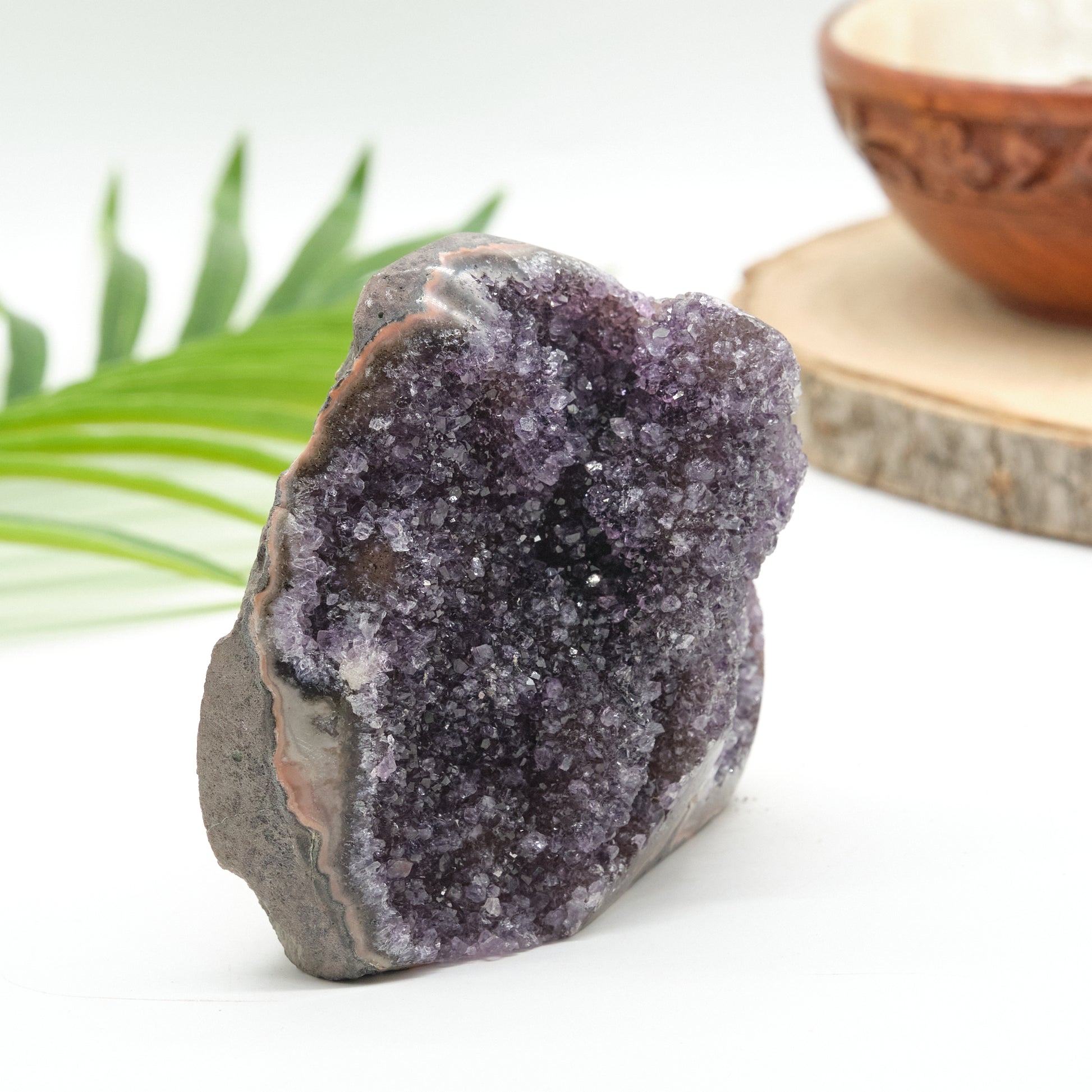 amethyst cluster druzy geode dark purple natural crystal