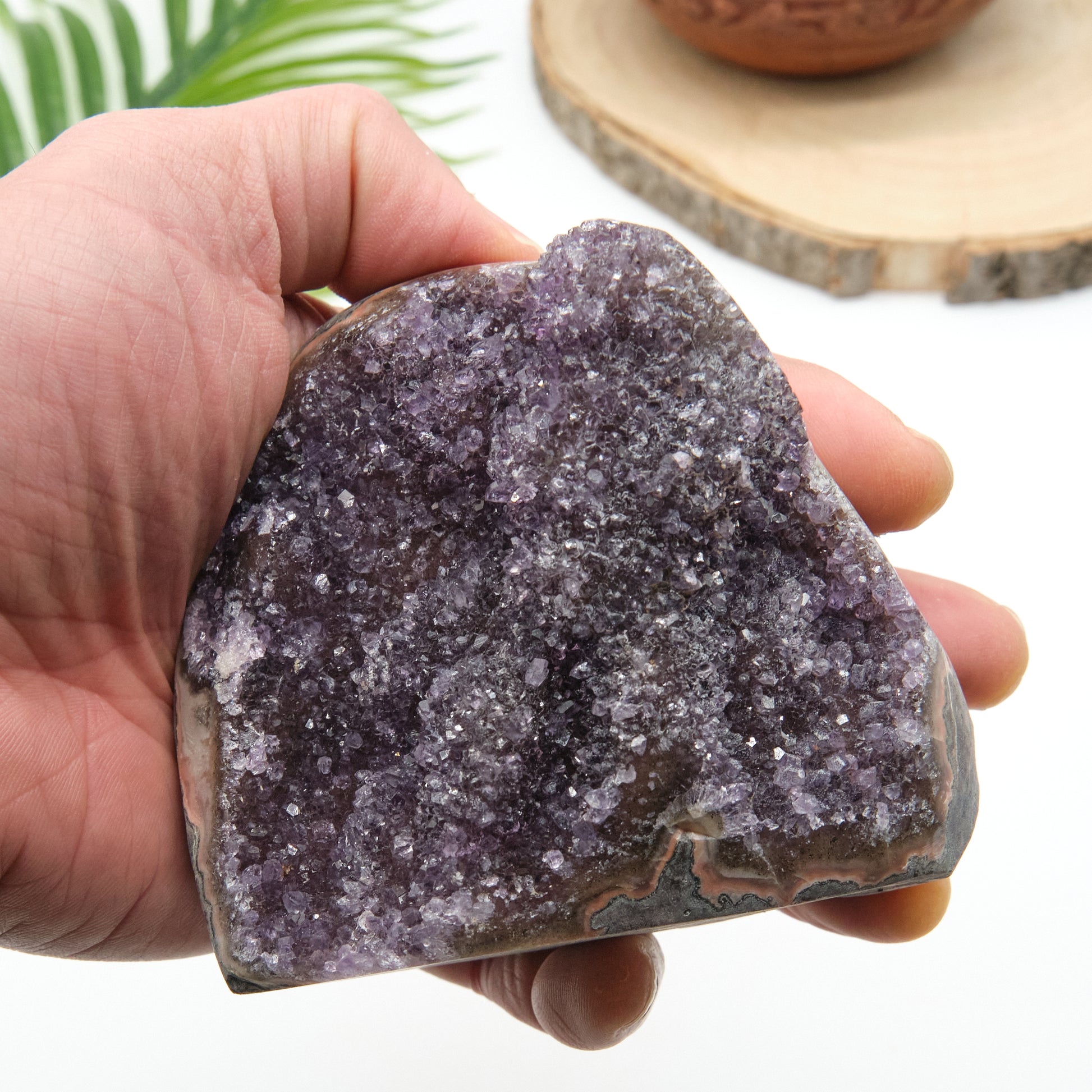 amethyst cluster druzy geode dark purple natural crystal