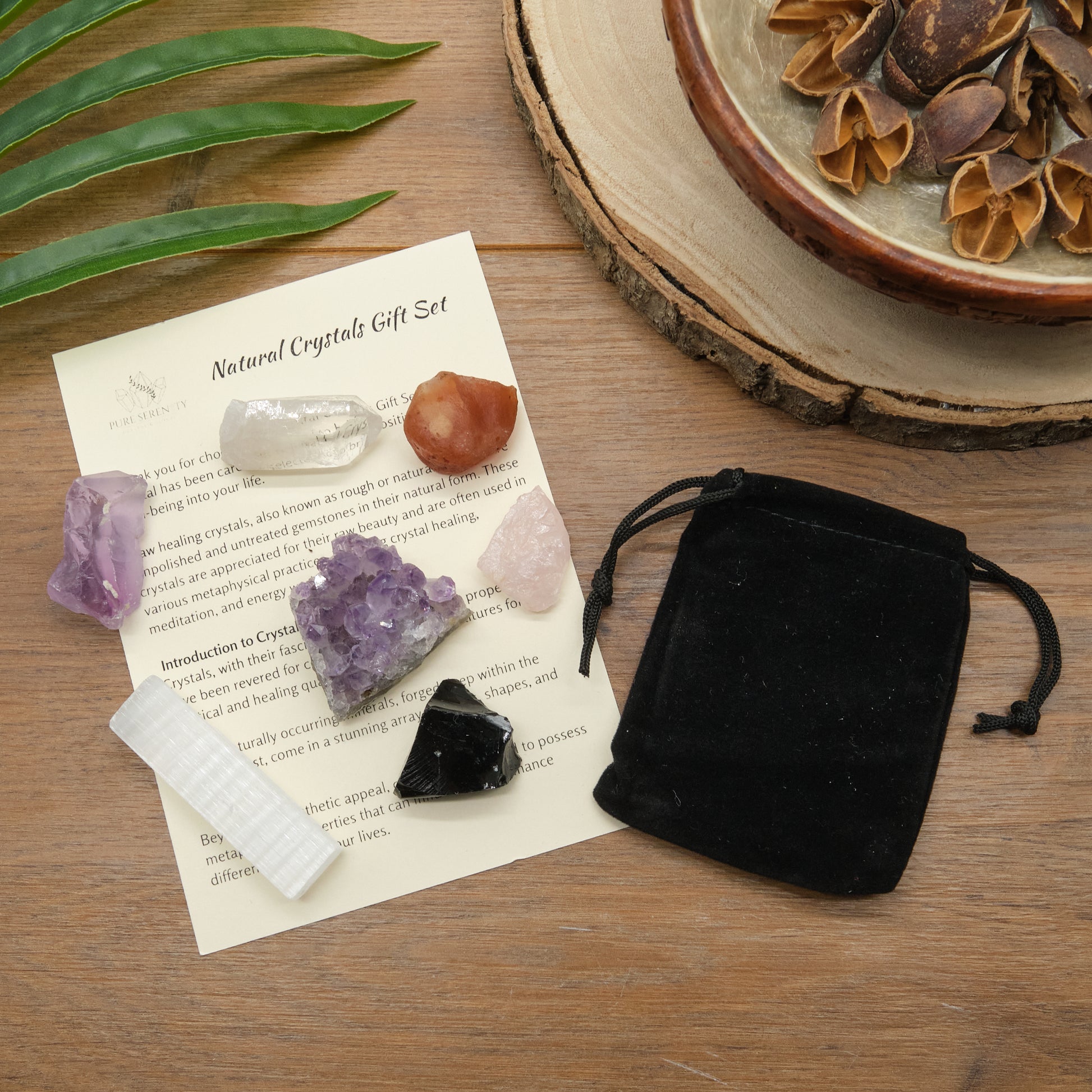 various raw crystals gift set including amethyst druzy