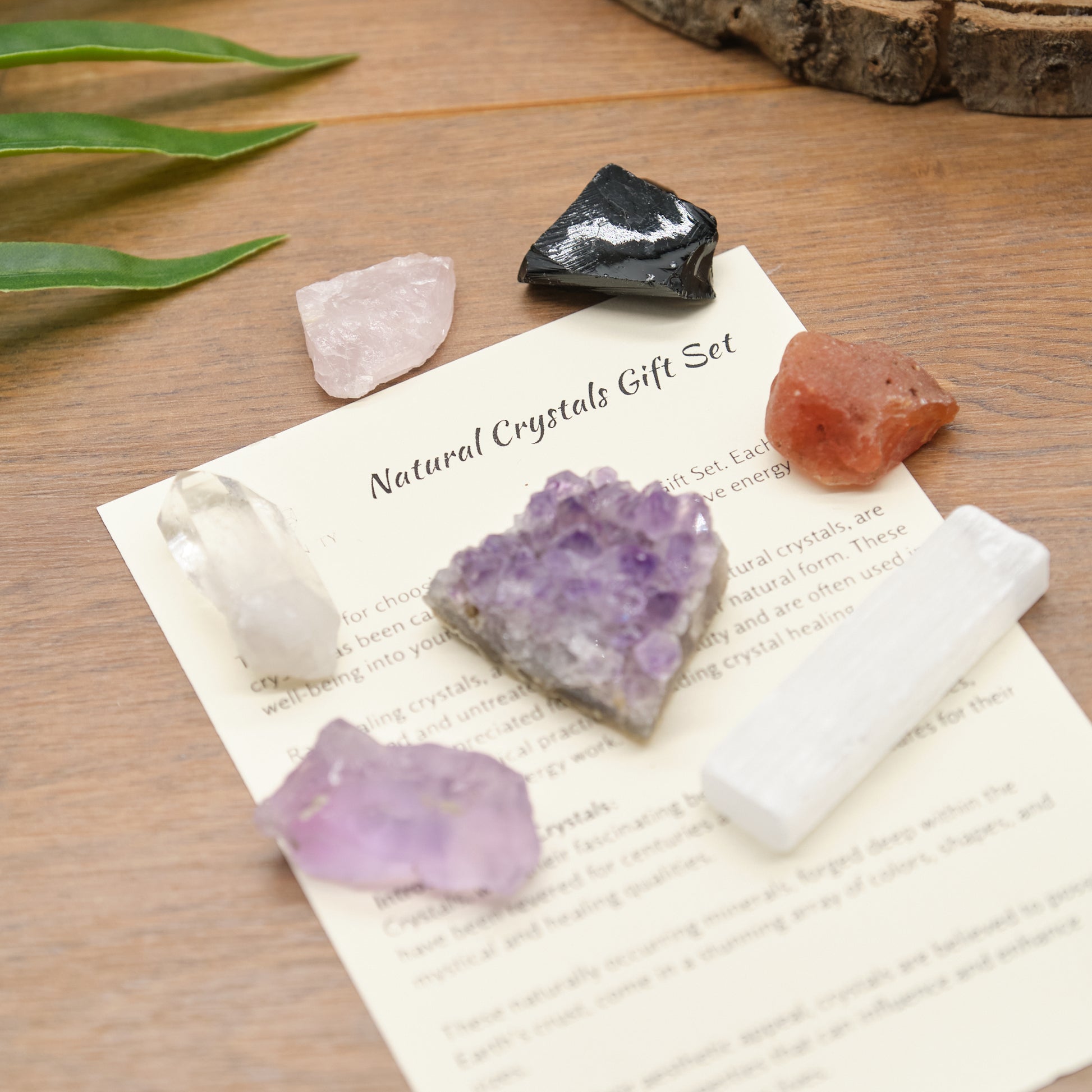 various raw crystals gift set including amethyst druzy