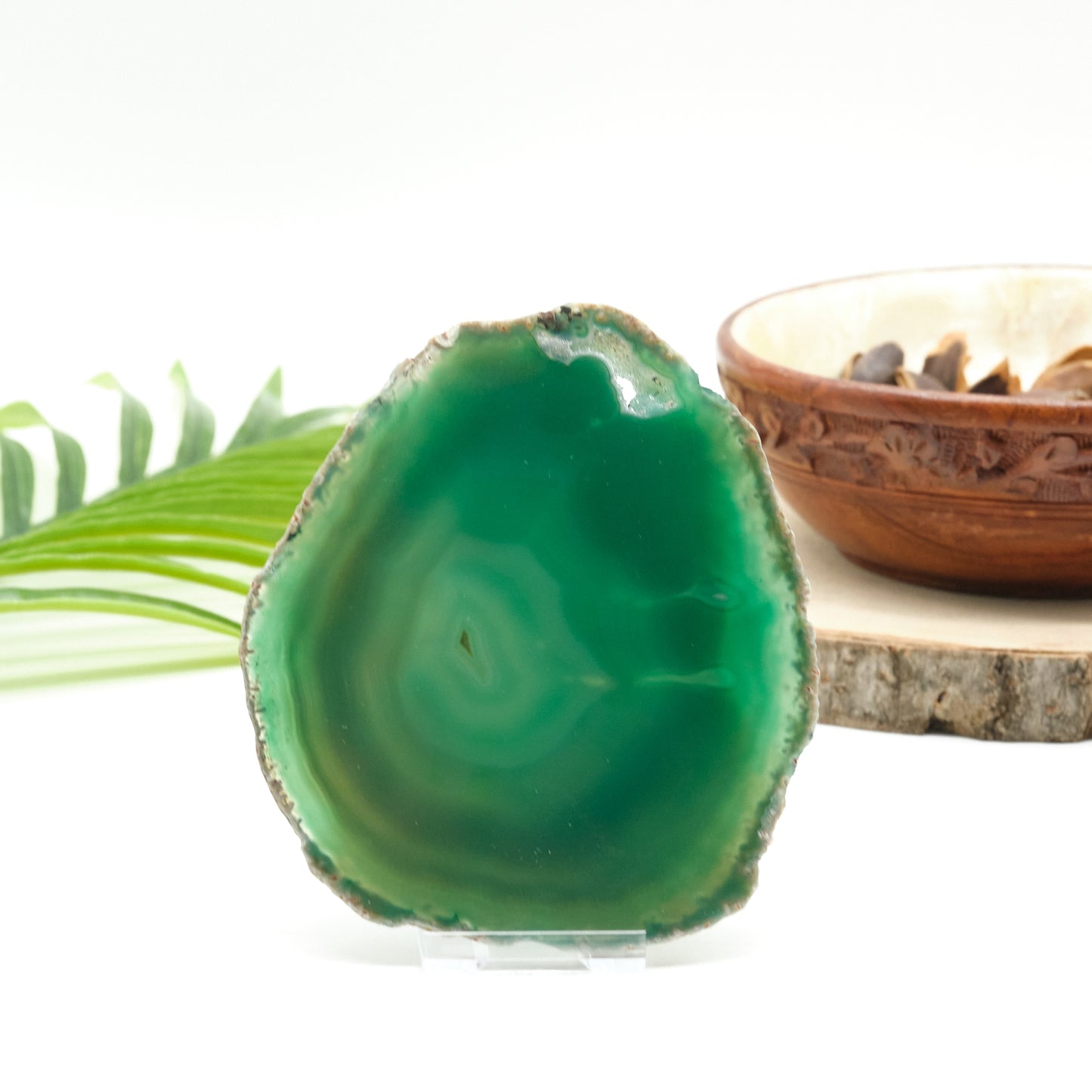 green agate slice natural polished rock