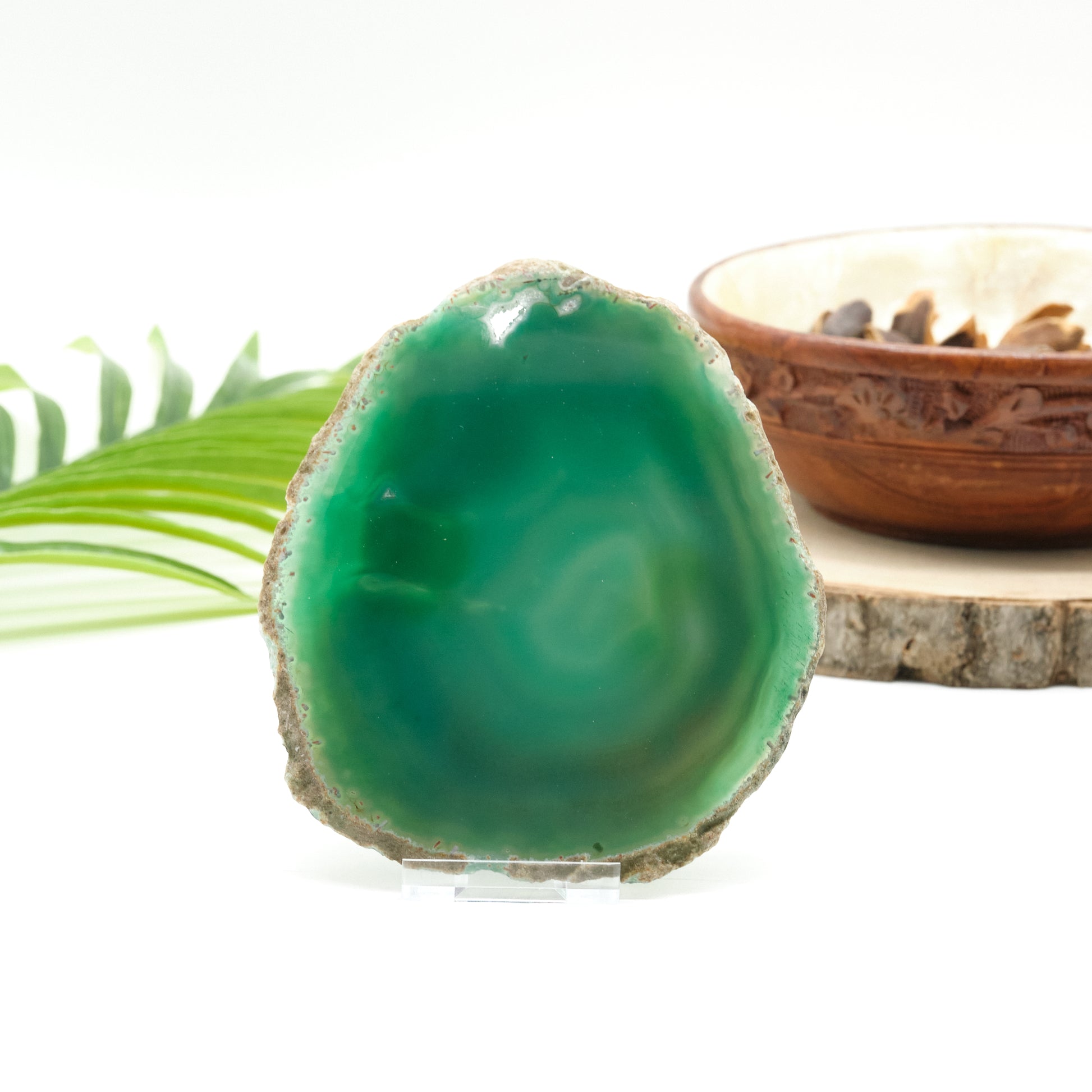 green agate slice natural polished rock