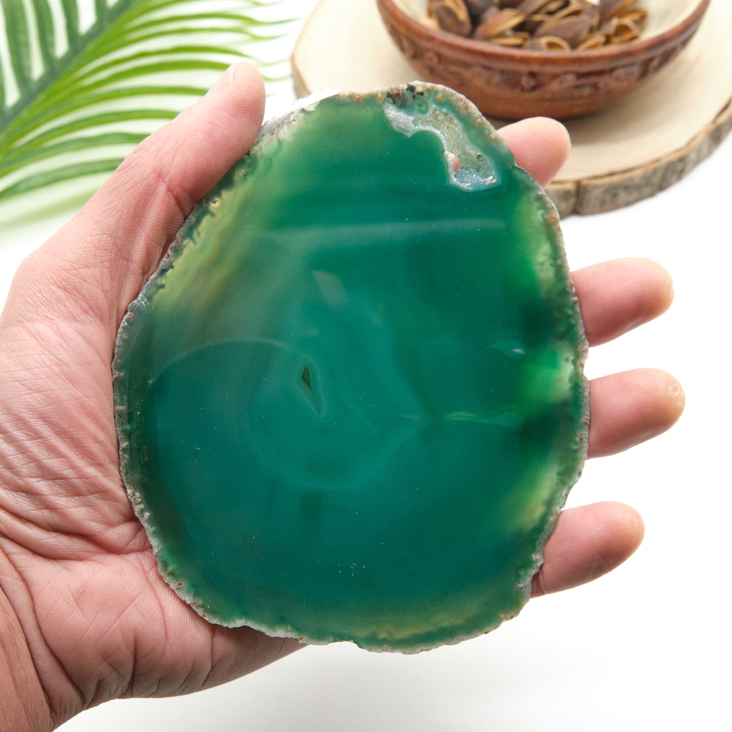 green agate slice natural polished rock