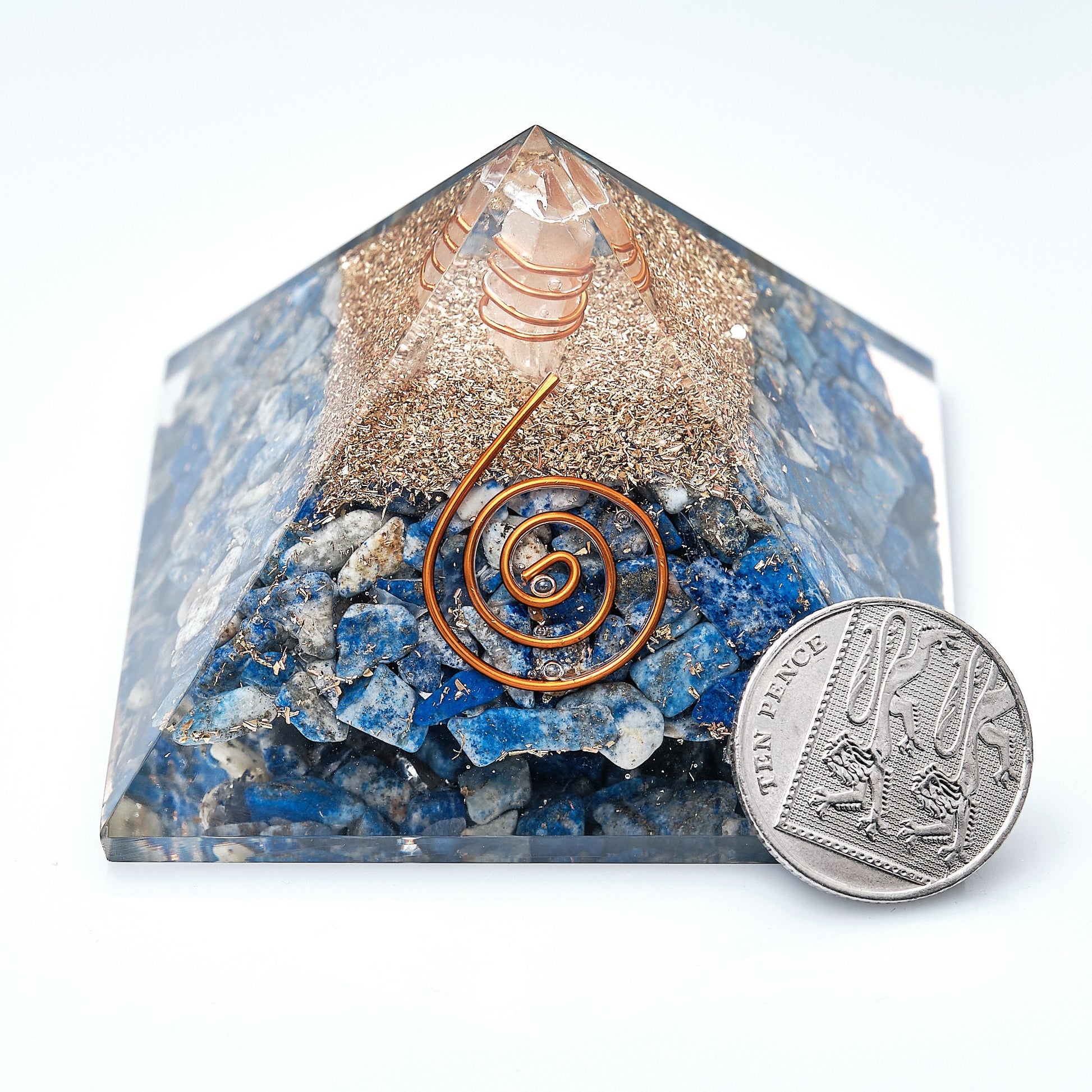 Large Lapis Lazuli Orgonite Pyramid 70mm  Pure Serenity   