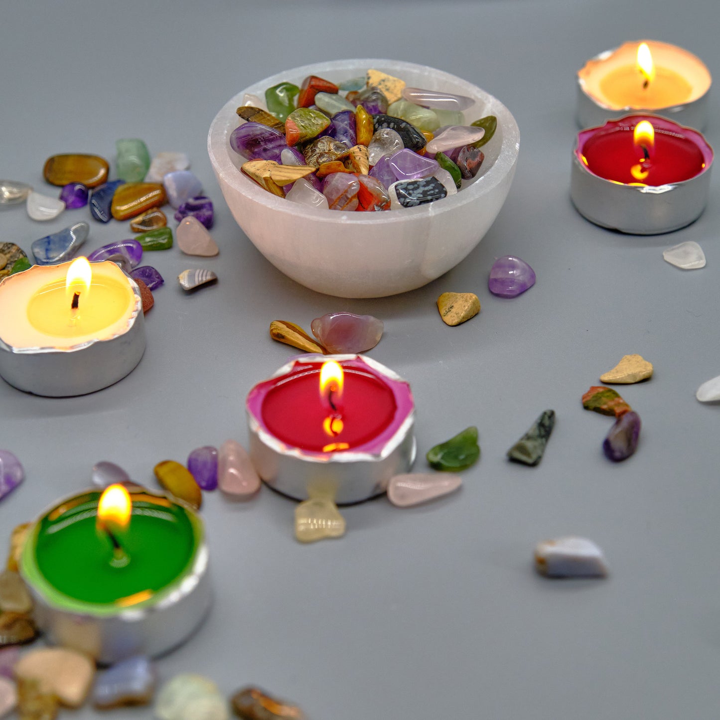 Selenite Charging Bowl 7-8cm  Pure Serenity With Small Stones  