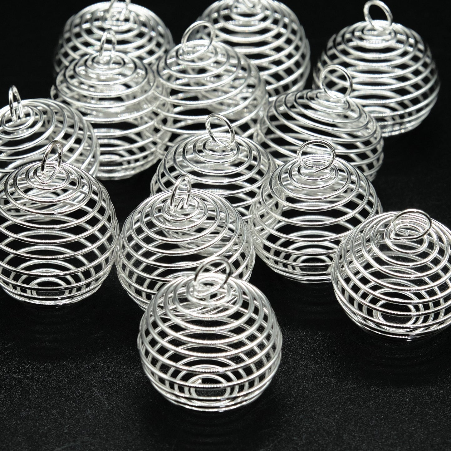 Silver Plated Spiral Cages Crystal Stone Holder  Pure Serenity   