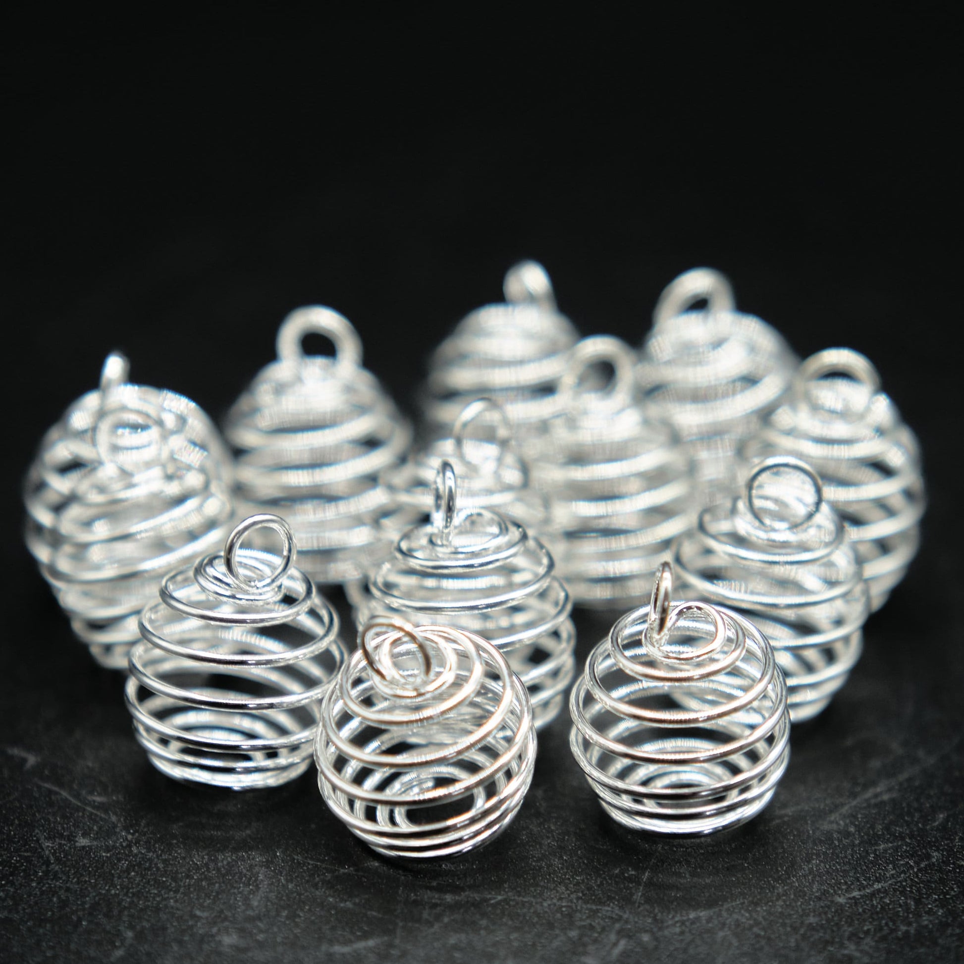 Silver Plated Spiral Cages Crystal Stone Holder  Pure Serenity   