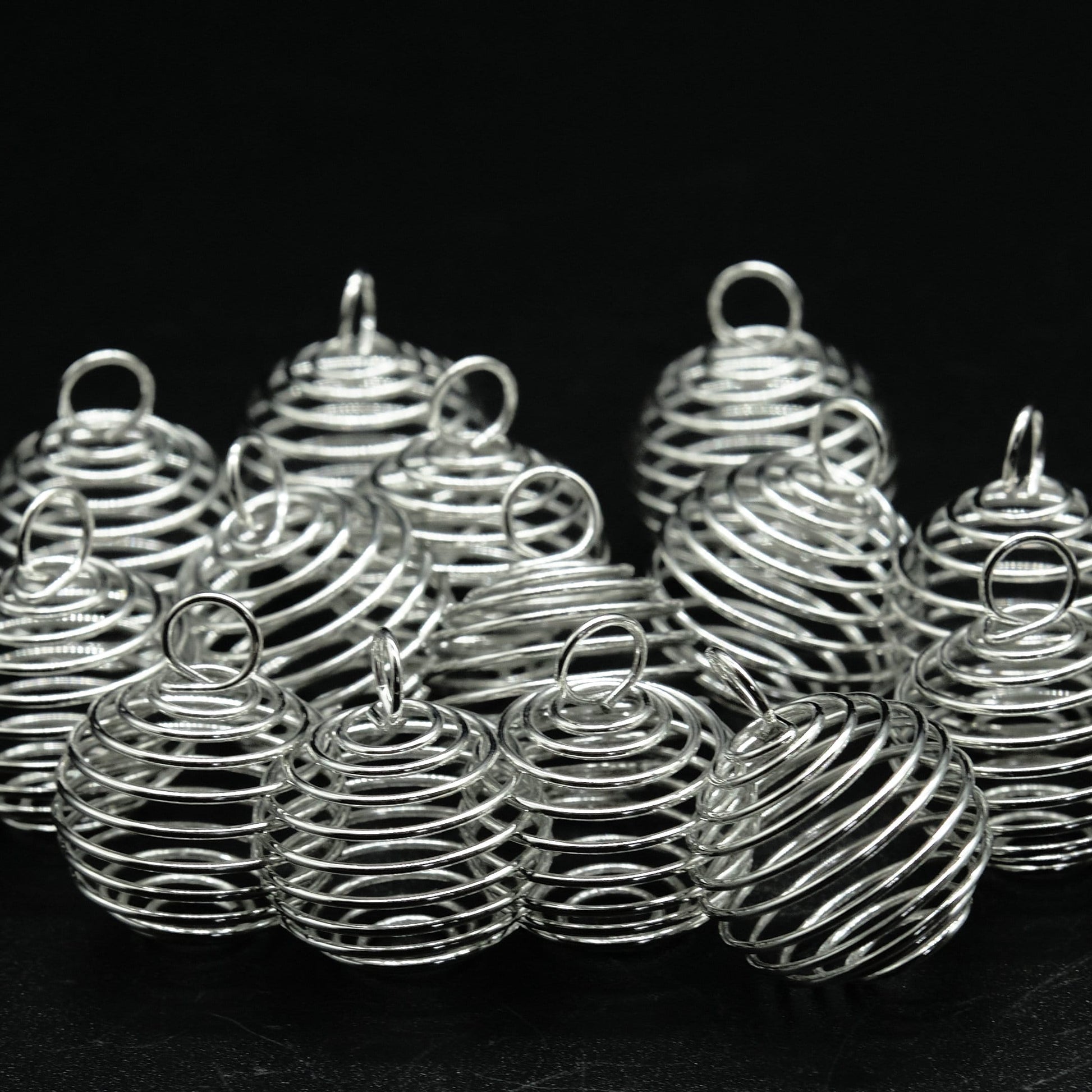 Silver Plated Spiral Cages Crystal Stone Holder  Pure Serenity   