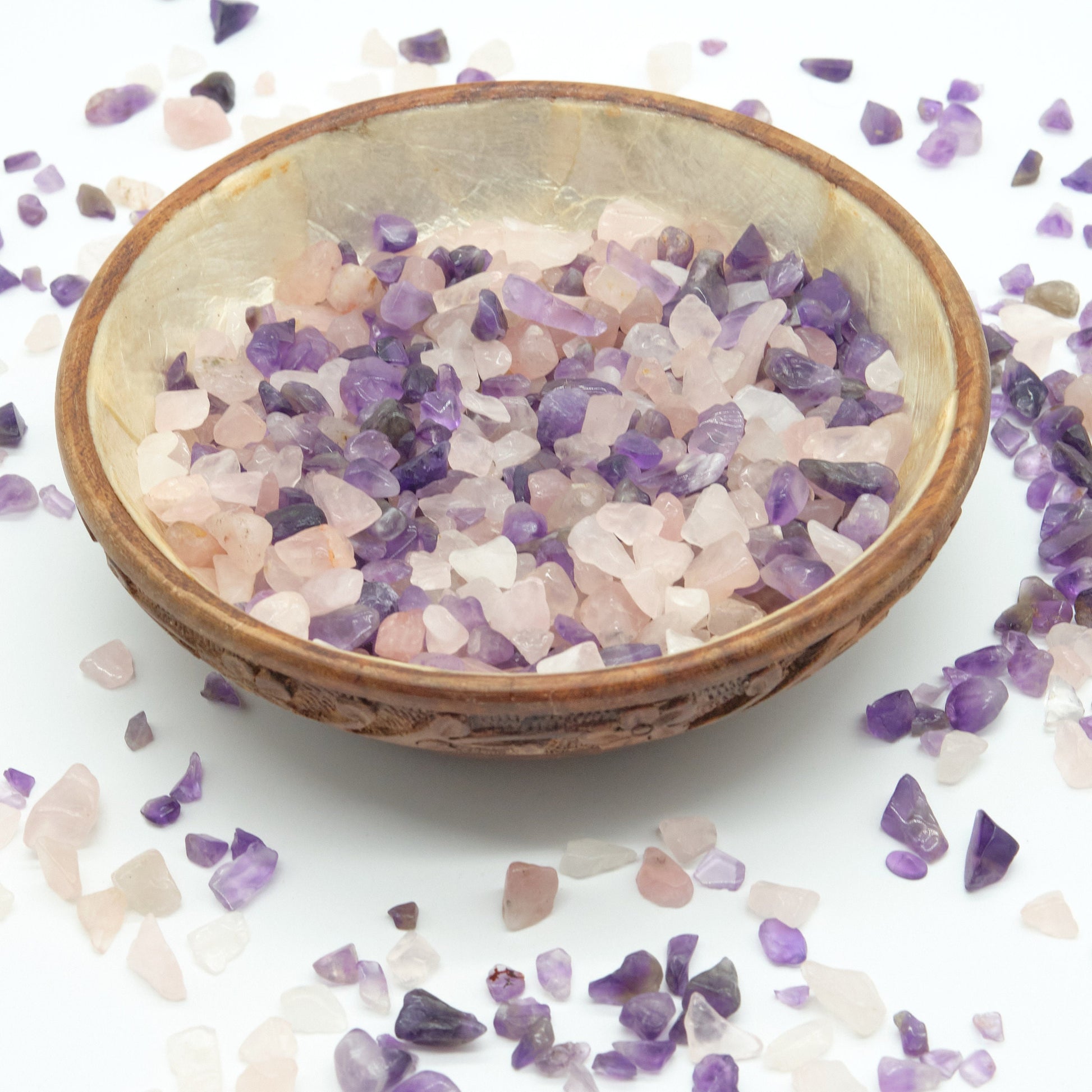 Amethyst Rose Quartz Mix Crystal Chips 4-10mm Undrilled  Pure Serenity   