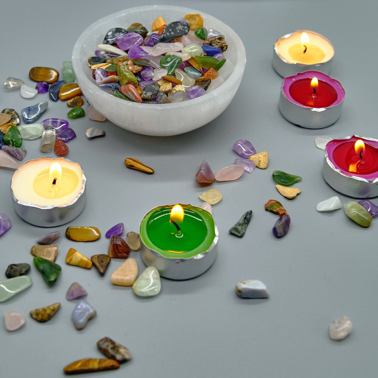 Selenite Charging Bowl 10cm  Pure Serenity With Small Stones  