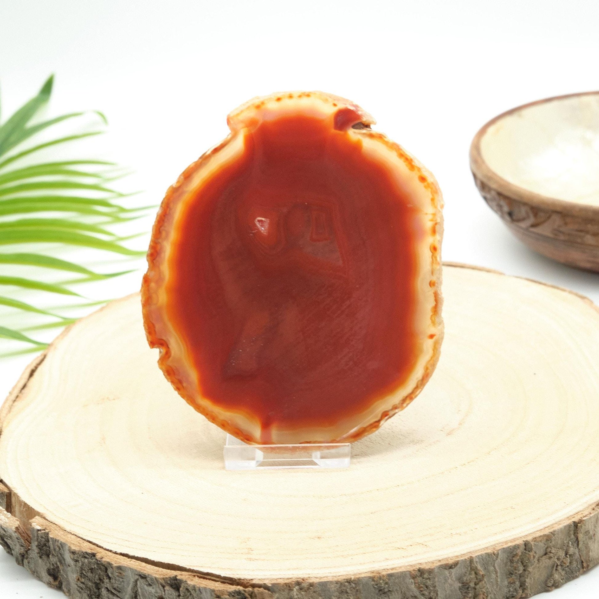 Large Red Agate Slice With Stand  Pure Serenity   