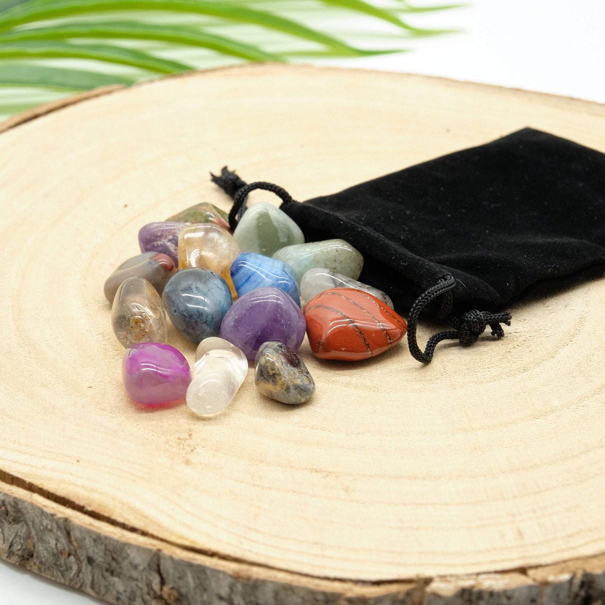 15 Small Mixed Gemstones With Black Velvet Pouch  Pure Serenity   