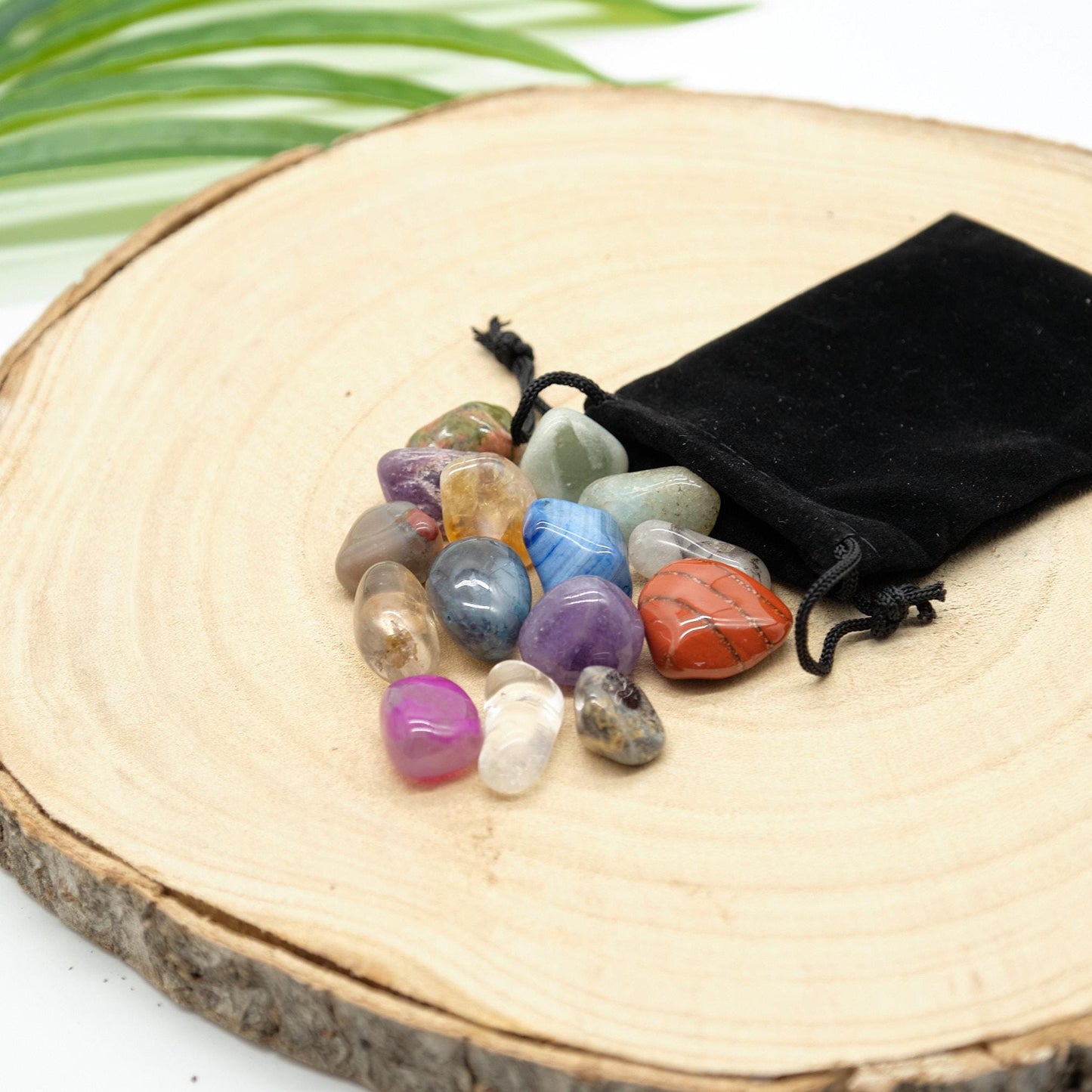 15 Small Mixed Gemstones With Black Velvet Pouch  Pure Serenity   