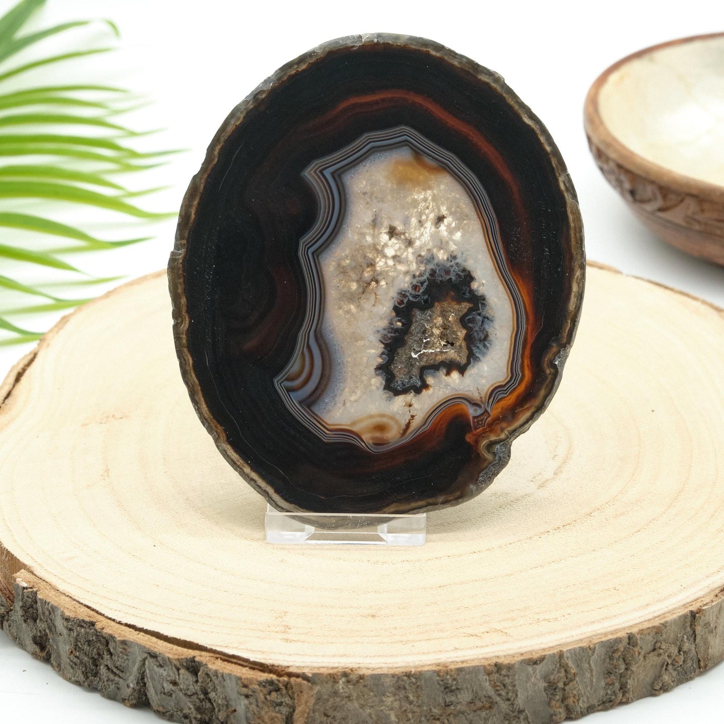 Large Natural Agate Slice With Stand  Pure Serenity   