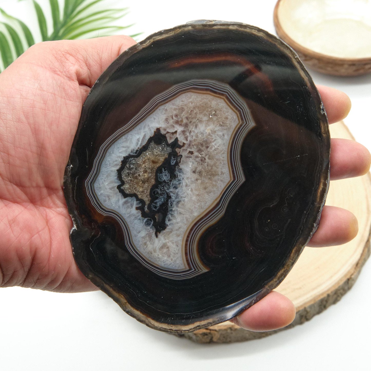 Large Natural Agate Slice With Stand  Pure Serenity   