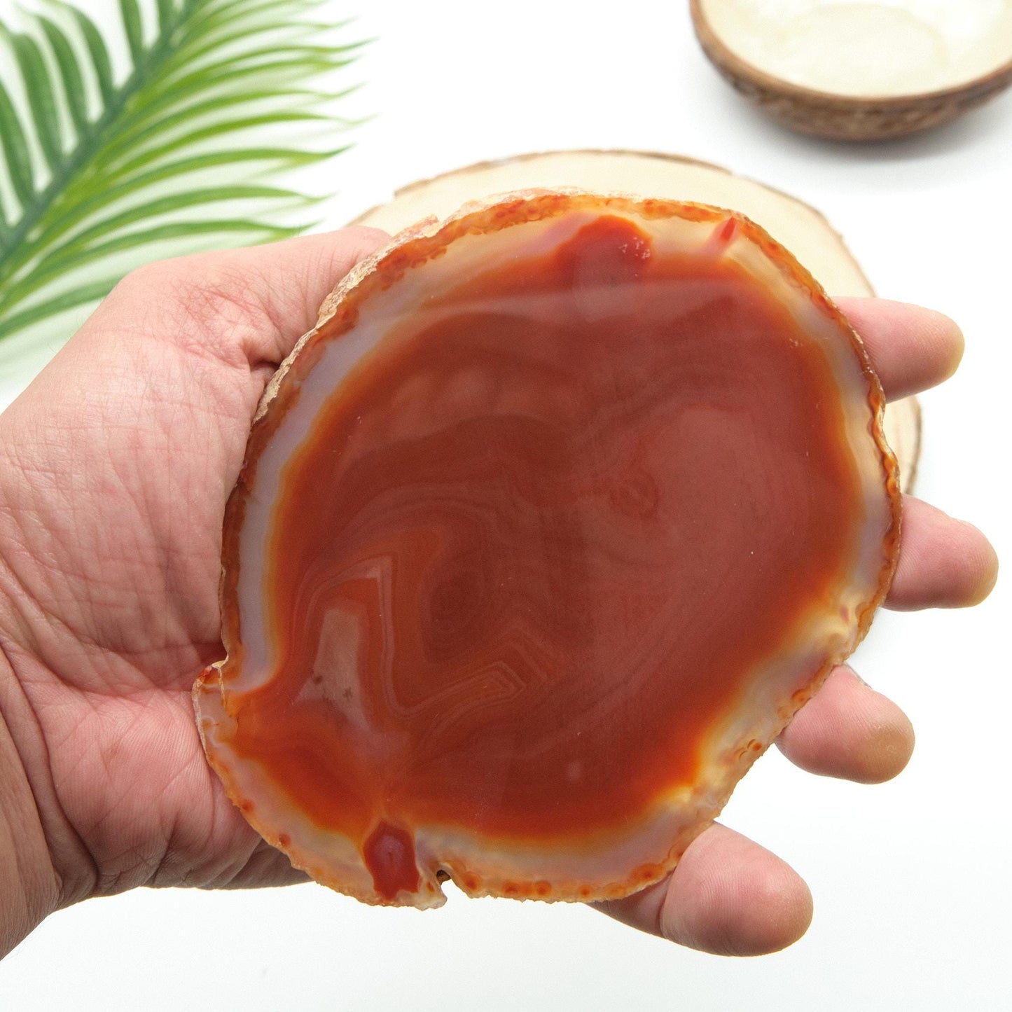 Large Red Agate Slice With Stand  Pure Serenity   