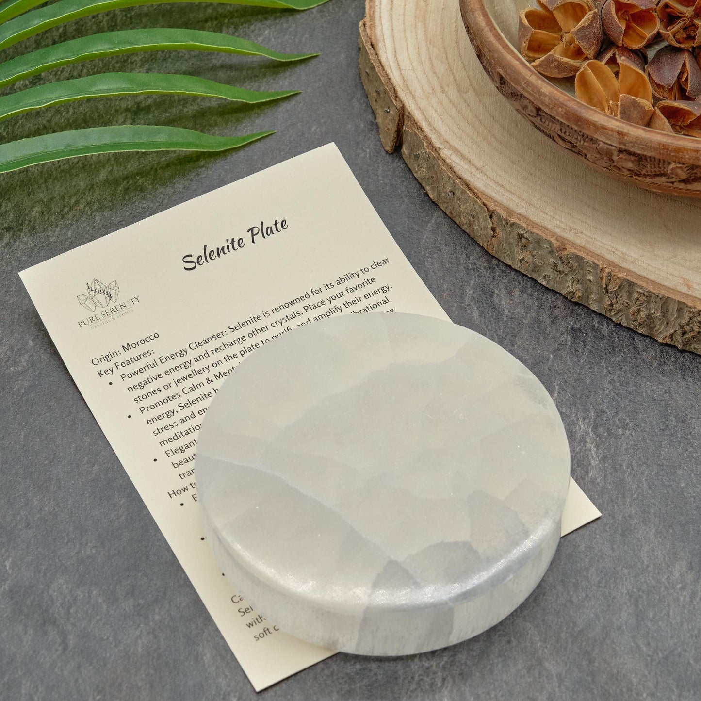 Plain Selenite Plate 10cm  Pure Serenity Plain 10cm  