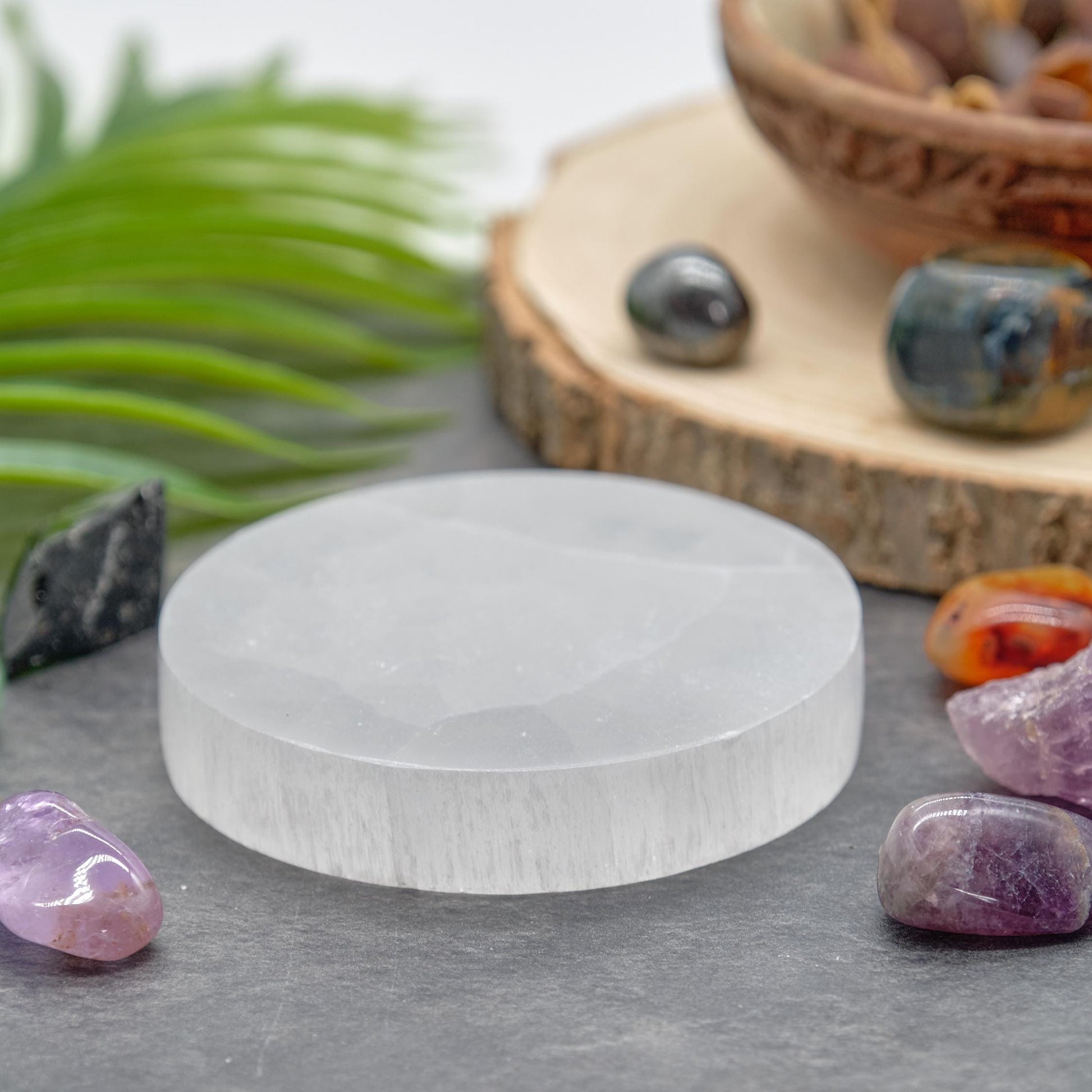 Plain Selenite Plate 10cm  Pure Serenity   