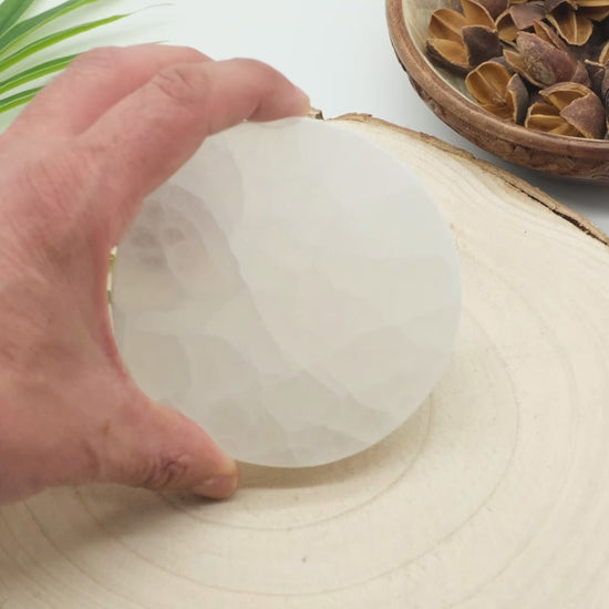 white selenite plate for charging and cleansing crystals